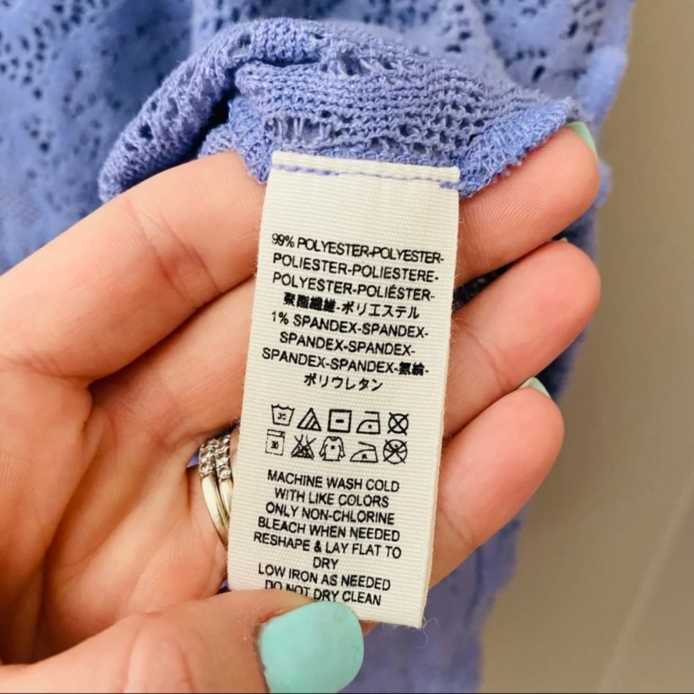 Free People Not Cold in This Lace Long Sleeve Top Purple Sz Large - Picture 9 of 10